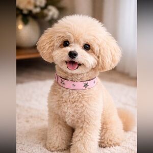 Pink Leather Star Stud Bracelet with Silver Hardware